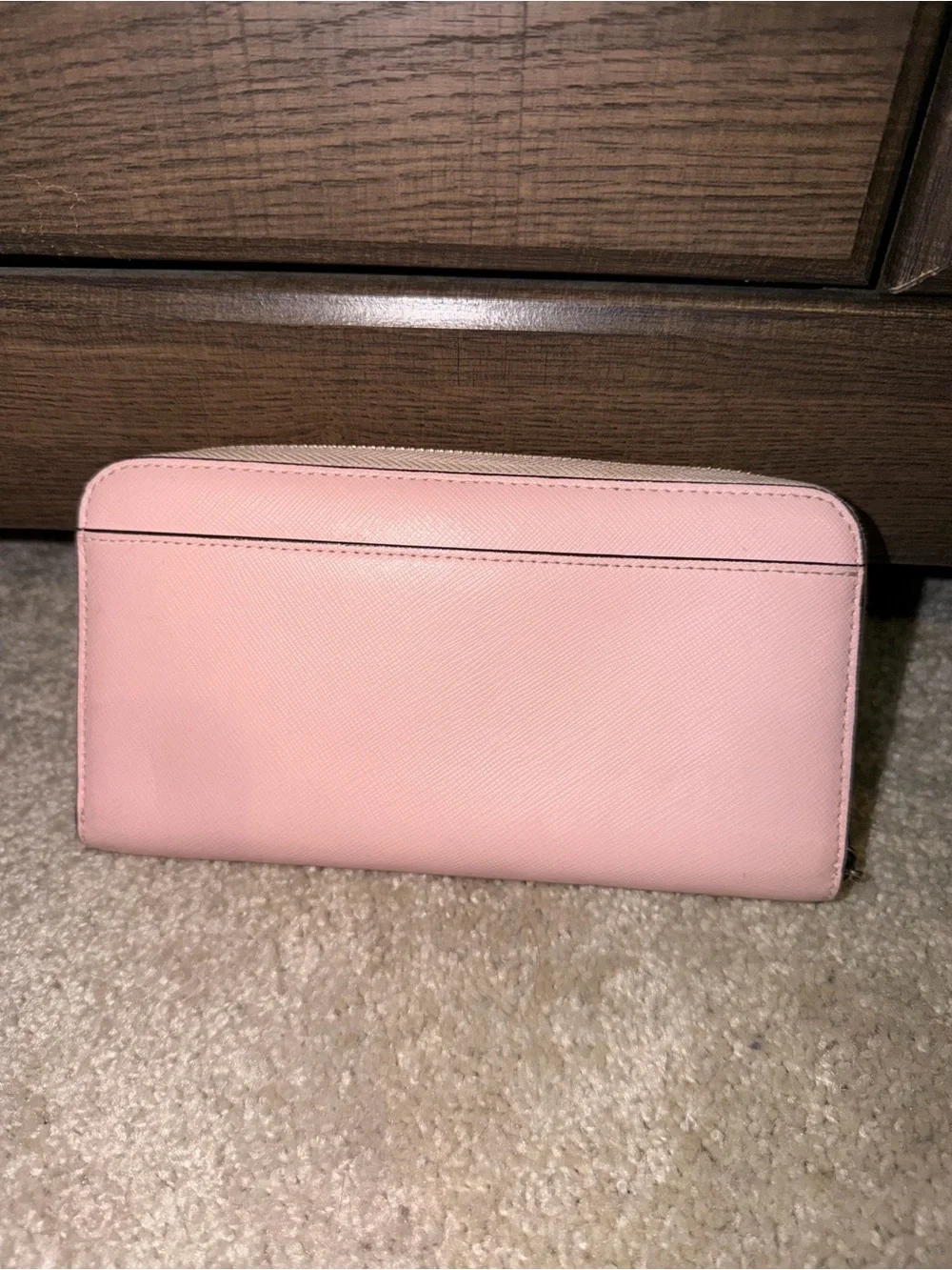 kate spade Blush Pink Zip Wallet with Gold Logo
